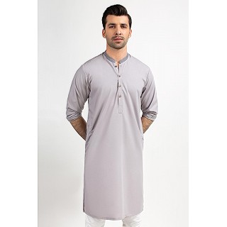 Fashion Grey Blended Stylish Mens Kurta